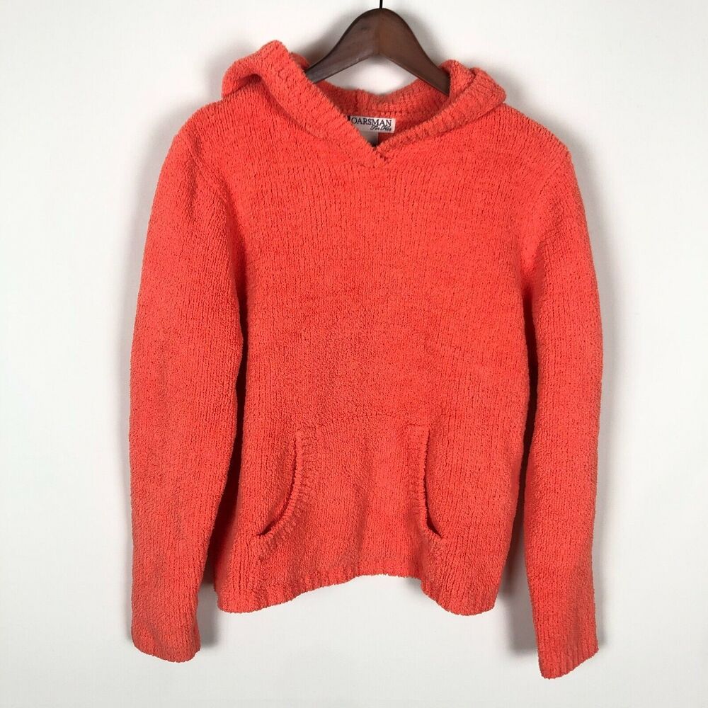 Oarsman For Her Orange Plush Hooded Sweater Pockets Women's Size Medium